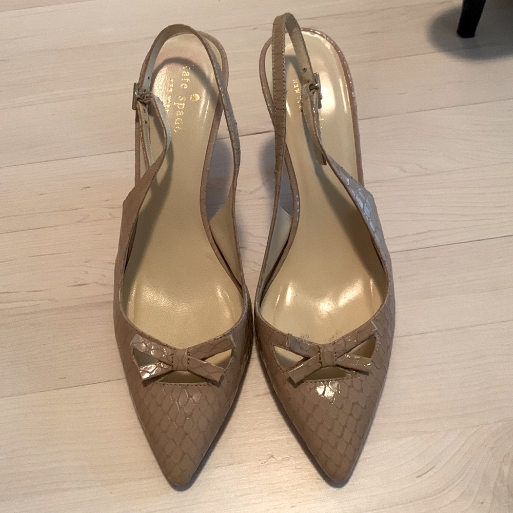 Kate spade sling back heels with croc leather print